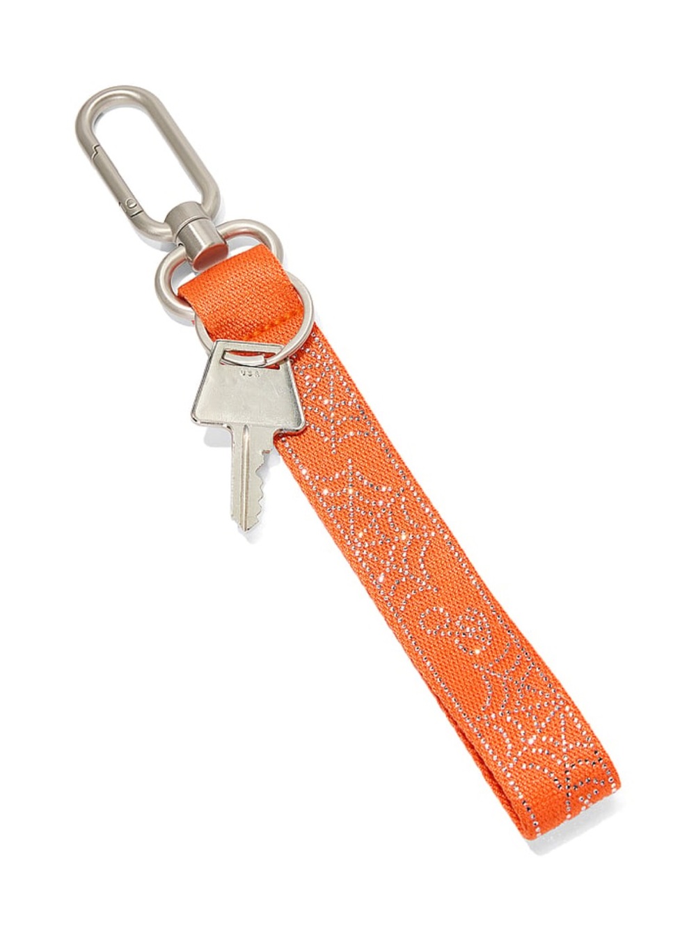 New Victoriaโs Secret PINK Orange Keychain Strap Wristlet Halloween Cobwebs